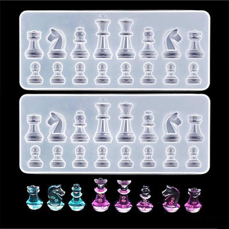 1/2PCS Chess Resin Mold Set Chess Pieces Silicone Mold Chess Board Epoxy Casting Mold for Diy Art Crafts Jewelry Making Family Board Games