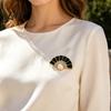 Decorative Fan Accessory Faux Pearl Rhinestone Brooch, Women Girls Chinese Lapel Anti-tarnish Brooch Pin, Badge Jewelry for Clothes Bag Hat Scarf Suit