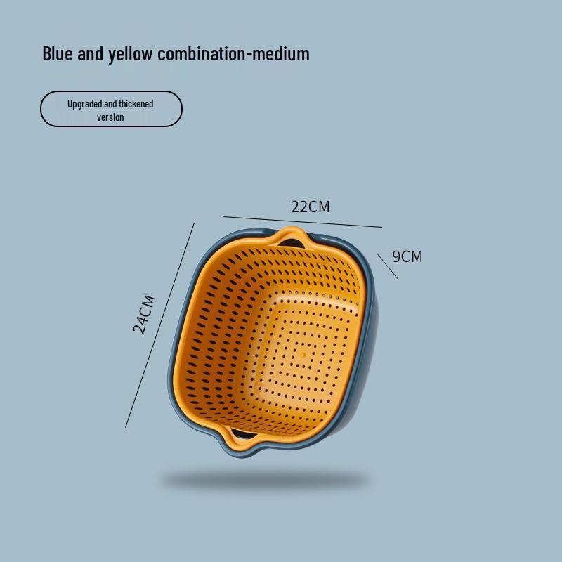 Six-Piece Colorful Double-Layer Kitchen Basket Set for Washing Vegetables & Fruits