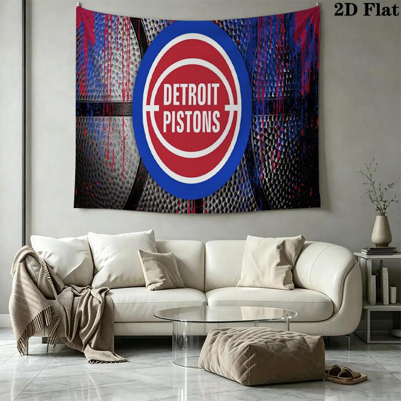 Detroit Pistons Wall Tapestry Aesthetic Wall Hanging Printed Fabric Blanket Decorative Tapestries for Bedroom Living Room Home Decor