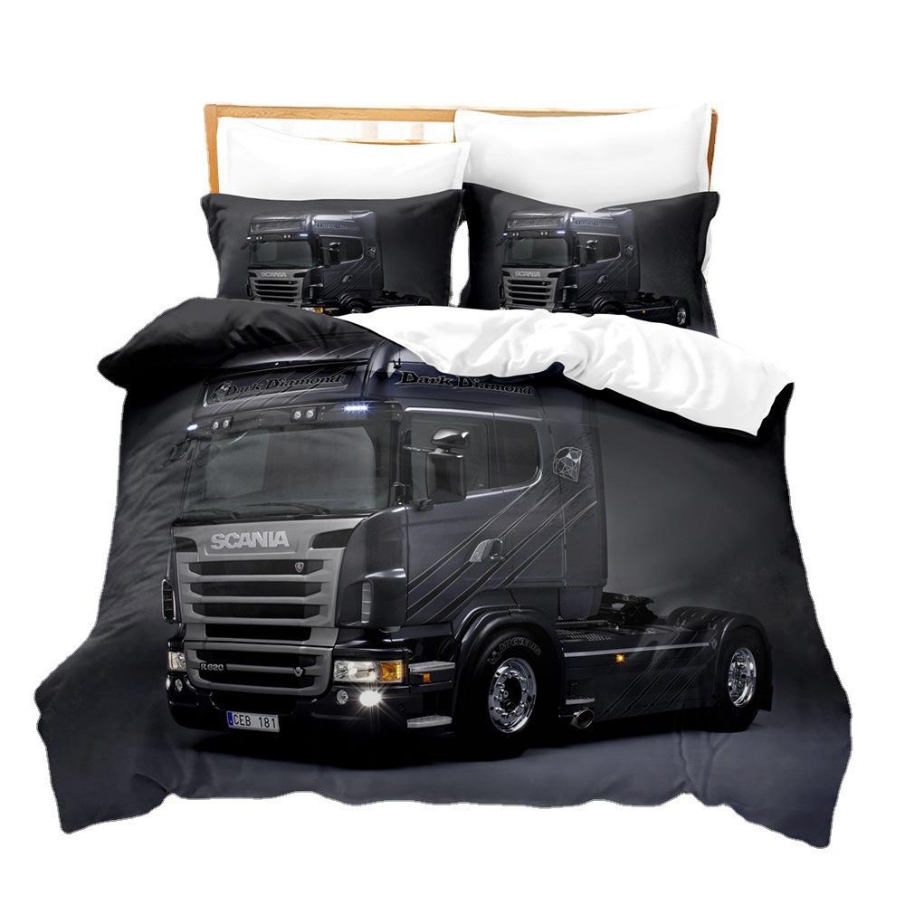 Digital Printing Three-Piece Cartoon Heavy Duty Truck Three-Piece Bedding