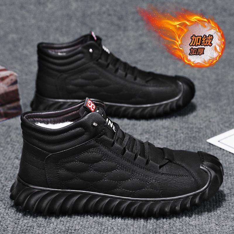 Warme Pelz Winter Herrenschuhe für Herren Plateau Leder Stiefeletten Mode Neuheit Prägnante Lässige Arbeitsschuhe Hochwertige Schuhe