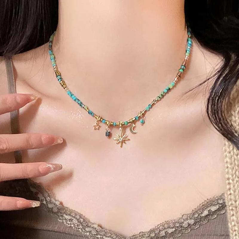 Punk Star Pentagram Necklace for Women Fashion Inlaid Rhinestone Tassels Choker Black Rope Necklace Y2K Style Accessories Gifts
