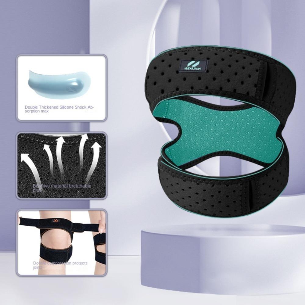 

Регулируемый наколенник для поддержки сухожилия надколенника, компрессионный рукав, баскетбольный наколенник, баскетбол чёрный/зелёный