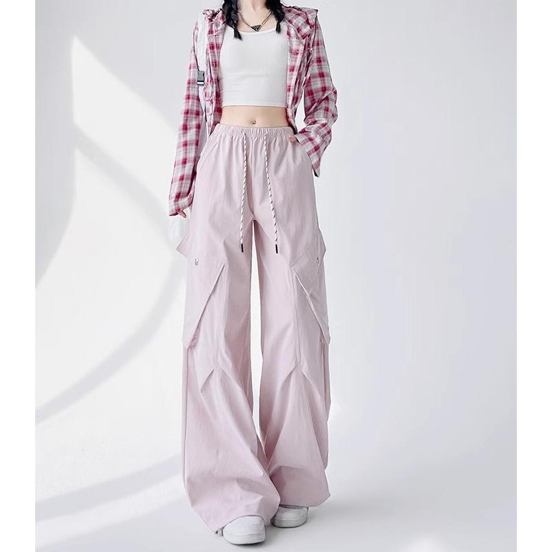 Working Casual Pants for Women In Summer New High-waist Wide-leg Loose Straight Fast-drying Sports Pants