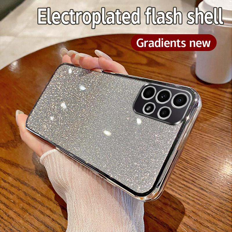 Luxury Colorful Glitter Phone Case For Samsung Galaxy A20 A21S A22 A23 A24 A25 A26 Shockproof Bling Pink Bumper Soft Back Cover