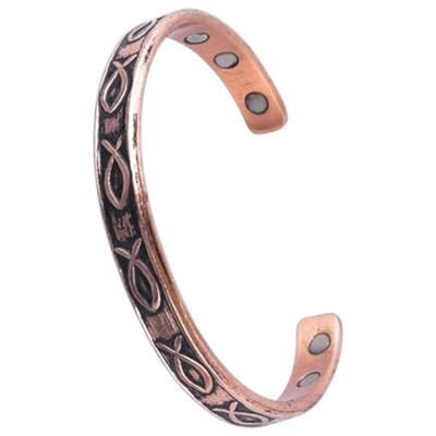 Bracelet en Cuivre Fait Main Artisanat Bijou Manchette Ouverte Cadeau Traditionnel Pour Elle et Lui Unisexe Bangle Décoratif en Métal Massif, 7-8 Pouces