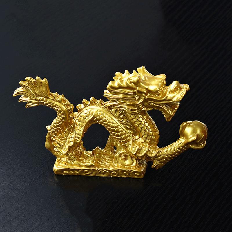 Chinese Lucky Dragon Resin Decor Auspicious Money Dragon Statuette Sculpture Home Living Room Bedroom Office Figurines