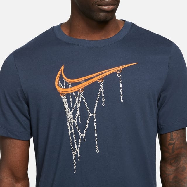 Nike T Shirts Men's Obsidian Color Crew Neck Moderate DD9344-451