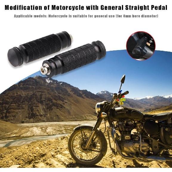 KIMISS Motorcycle Universal 8mm Foot Pegs,1 Pair CNC Aluminum Motorbike Rear Footrests Non-slip Foot Rest Pegs Pedals