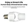 Motion Sensor Led Lamp Base E27 Socket Converter AC100-240V Light Bulb Holder Adapter Switch Adjustable PIR Human Body Induction