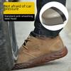 Men's Steel Toe Cap Lightweight Breathable Safety Work Shoes - Anti-Smash, Anti-Puncture, Non-Slip, Wear-Resistant Cowhide.
