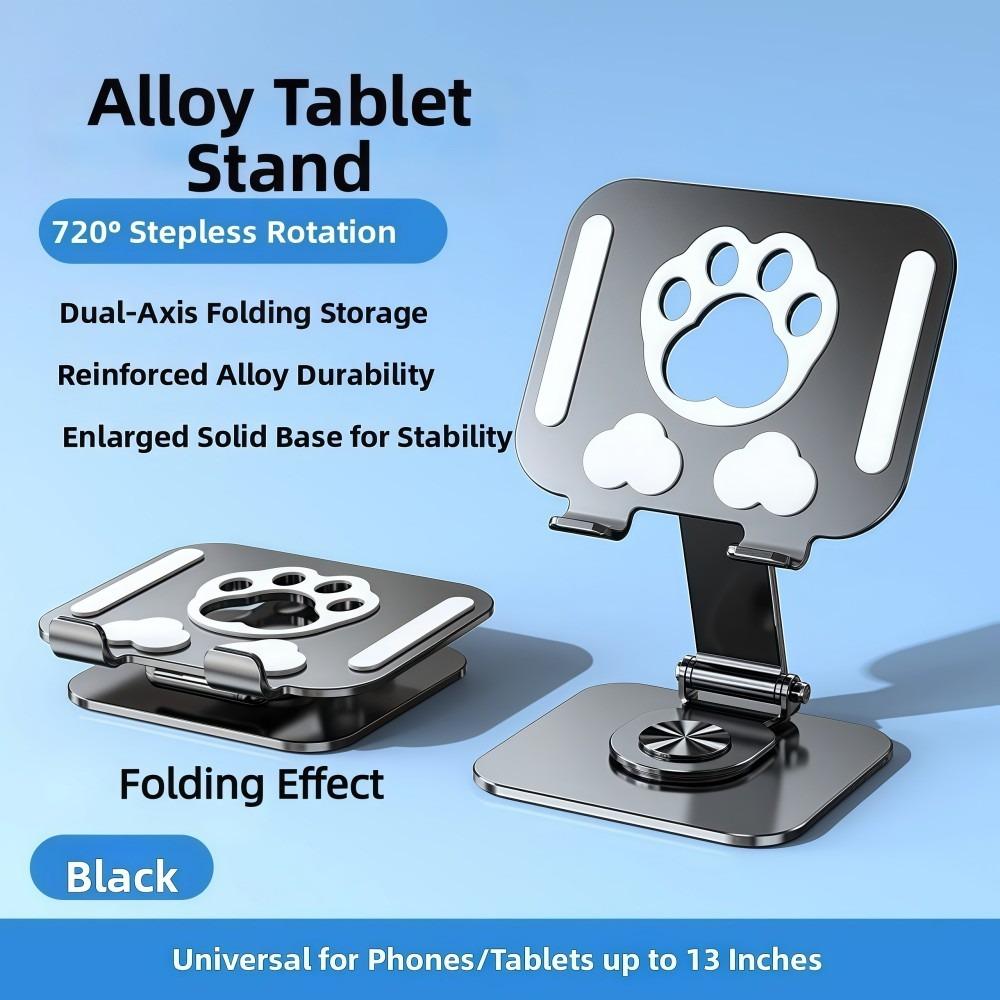 

Foldable Cat Claws Tablet Holder Rotatable 360° Rotation Alloy Tablet Stand Heat Dissipation Hollowed-out Phone Stand чёрный