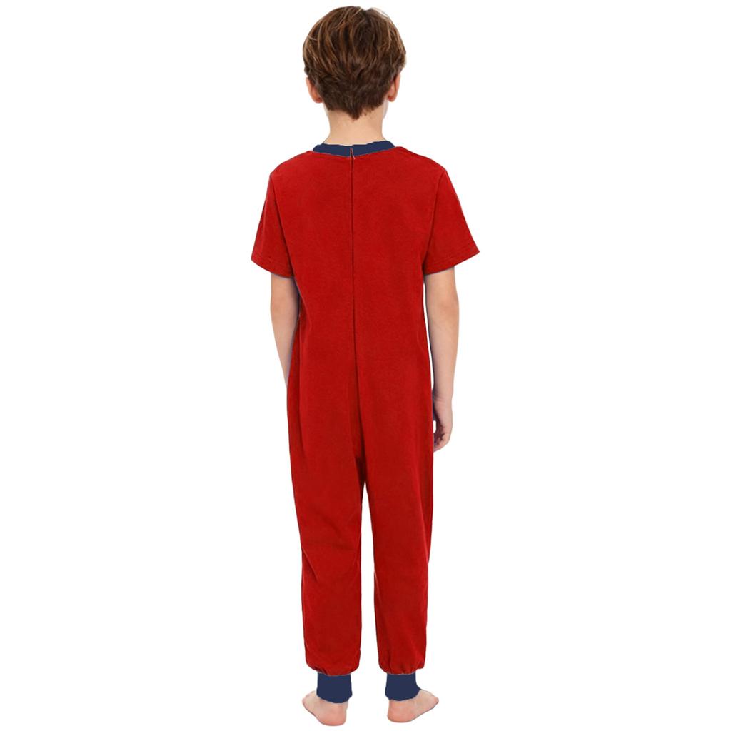 Unisex Kids Adaptive Clothing Jumpsuit Back Invisible Zipper for Easy Dressing Contrast Color with Pocket