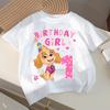 Paw Patrol Skye T-shirt for Children Birthday Number Tee Top Girls White Clothes Cartoon Short Sleeve Kids Loose Clothing Gift