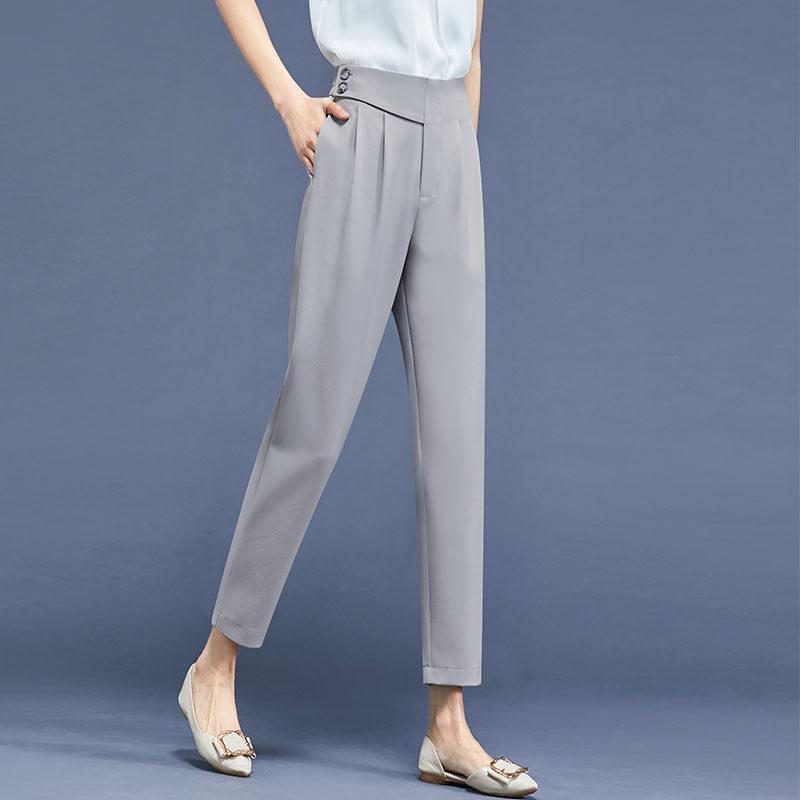 

High-Waisted Petite Suit Pants for Chubby Girls - Spring & Autumn Style, Eight-Point Length, Plus Size M for 85-110 Jin