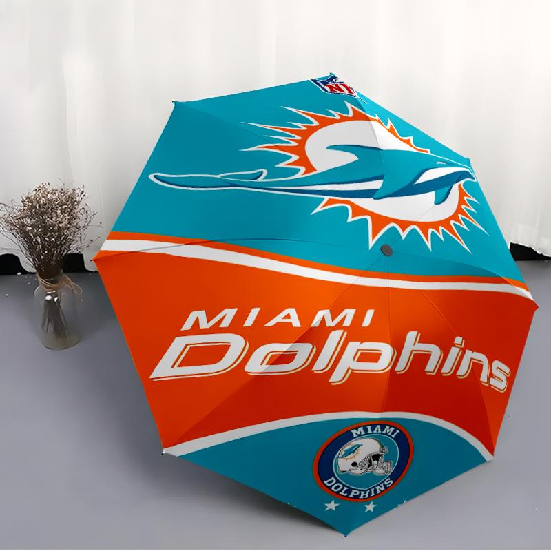 Printed Miami Dolphins logo Folding Umbrella,Outdoor,Leisure,And Travel Umbrella,Durable Umbrella Fabric,Birthday And Holiday Gift