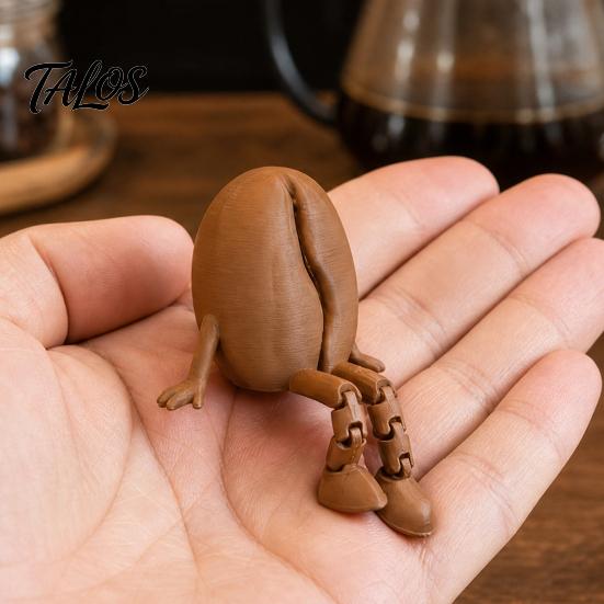 Kaffeebohnen-Figuren mit beweglichen Beinen, 3D-gedruckte Schreibtisch-Regal-Sitzer-Statuen, bewegliche Gelenke Kaffeebohnen Fidgety Spielzeug für Zuhause, Büro, Café