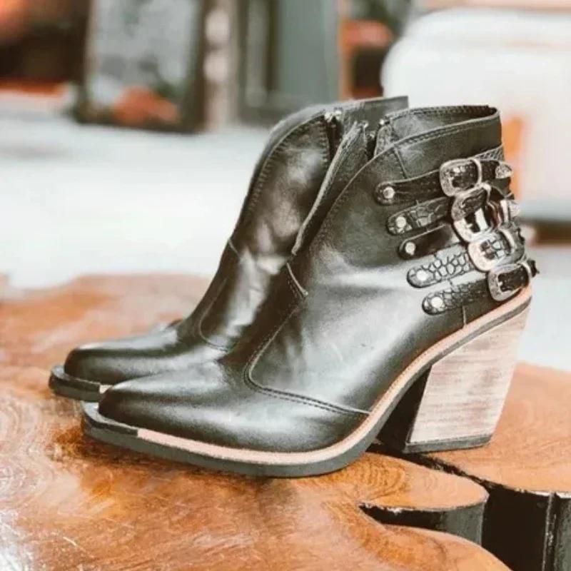 Damenmode Stiefel Damen Wasserdichte Kurze Stiefel High Heels Slip on Unisex Knöchel Winterstiefel Plus Größe 43 Botas Femininas 2024