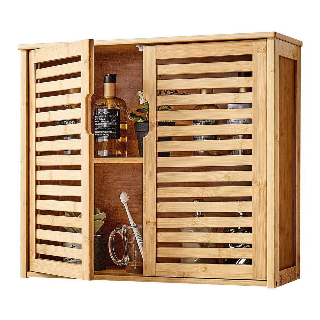 Bathroom Wall Cabinet, 2 Doors and Adjustable Shelf with 3 Height Levels, Over the Toilet Storage Medicine Cabinet Wall Mounted, Hanging Organizer