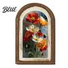 Clear Detailed Wood Wooden Floral Vintage Wall Framed Frame Painting Art Curved Arched Non-fading UV Print Art Rustic French