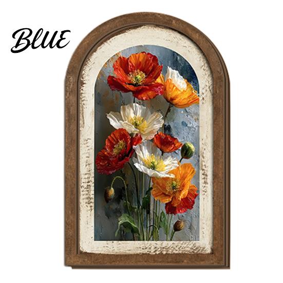 Clear Detailed Wood Wooden Floral Vintage Wall Framed Frame Painting Art Curved Arched Non-fading UV Print Art Rustic French