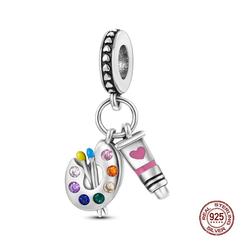 Copper Artist Brush Tools Color Palette Oil Painting Charms Beads Fit Qikaola Original Bracelets Diy Jewelry Gifts