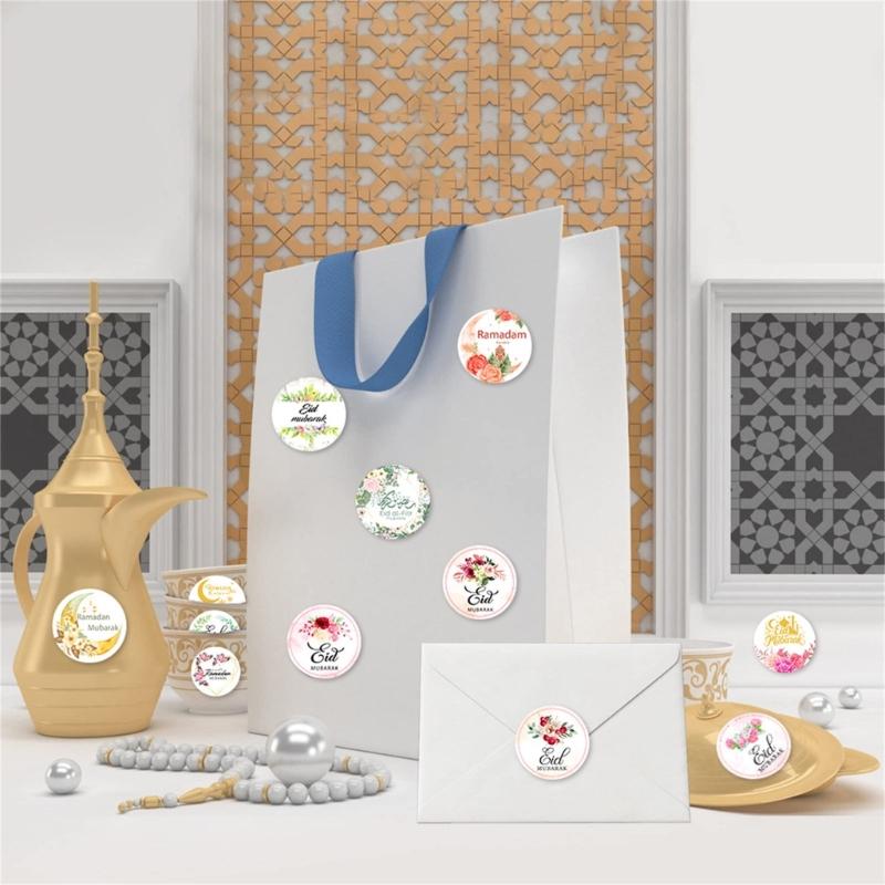 Set of 90Pcs Eid Mubarak Sticker 40mm Decorative Wrapping Sticker for Journal Planner Packaging Party Decoration