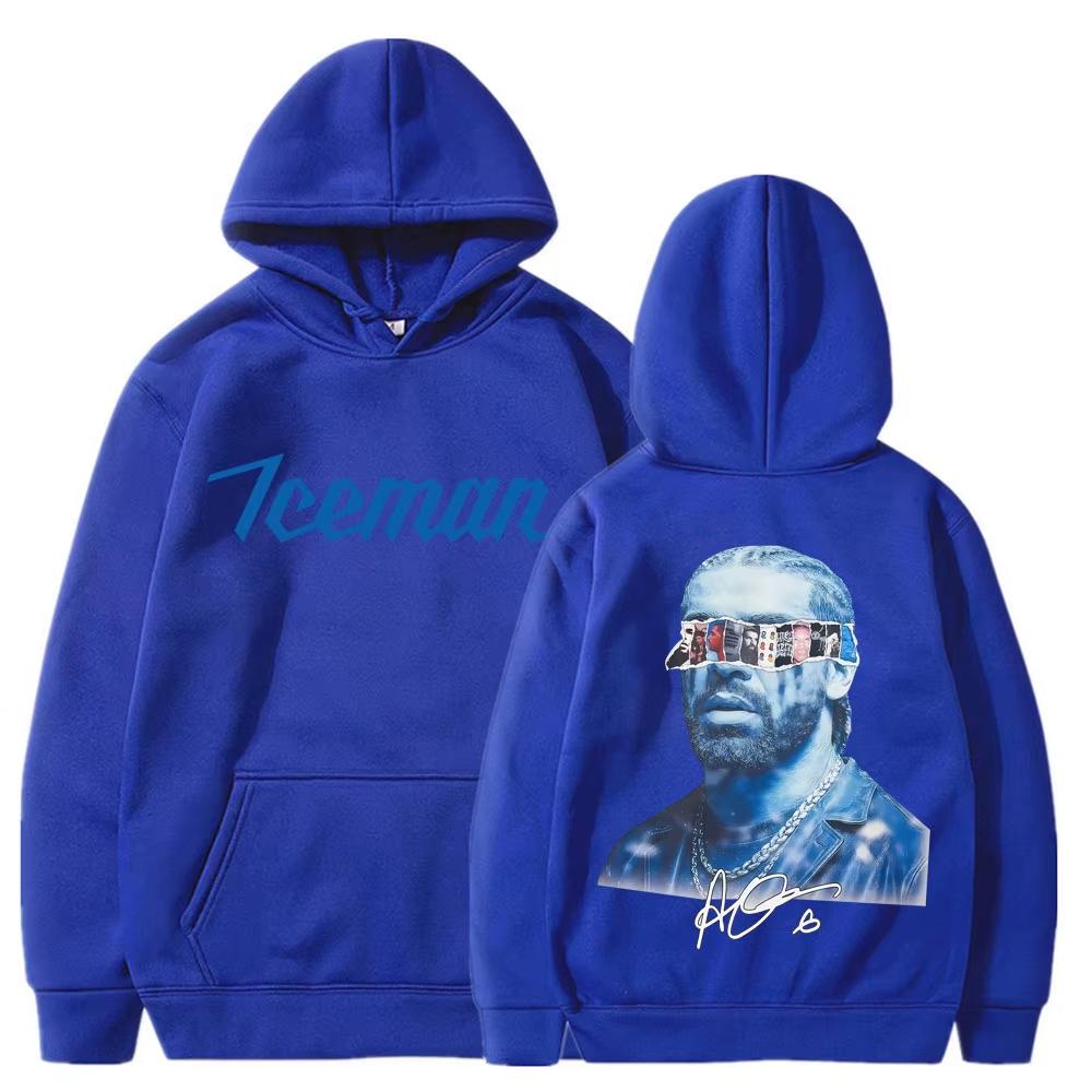 Rapper Drake Iceman Album Cover Hoodies Blue Iceman Men Women Hip Hop Fashion Hoody Sweatshirt Oversized Vintage Printed Sweatshirt
