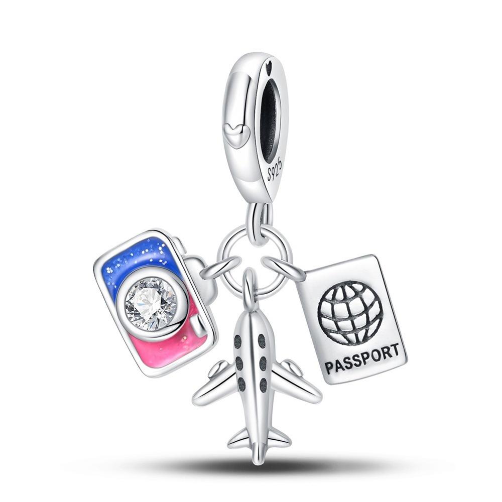 Charm Beads Travel Plane Camera Luggage DIY Jewelry Accessories Bracelet