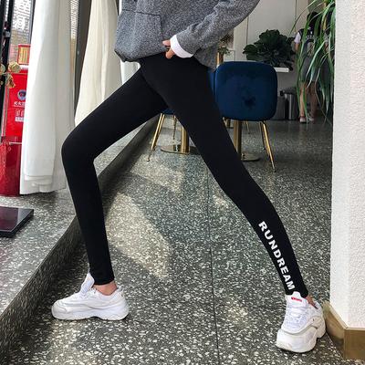 Casual Comfort Spring and Autumn Tight Running Sweatpants Female Printing Letters Bottoming Pants Elastic Large Size Yoga Pants Slim Pencil Pants