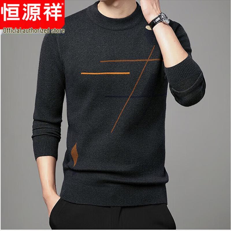 

Hengyuanxiang Men s Round Neck Long Sleeve Business Casual Sweater 3XL
