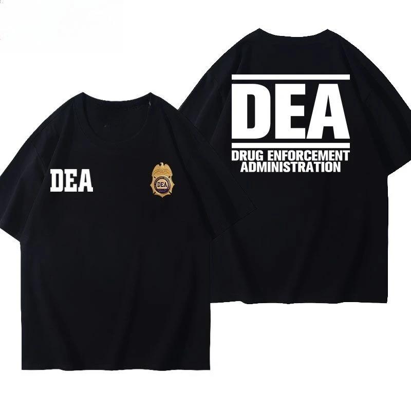 2026 Neues Herren Drug Enforcement Bureau Brief Rundhals T-Shirt Polizei Fans Baumwolle Outdoor Weich Locker Atmungsaktiv Kurzarm