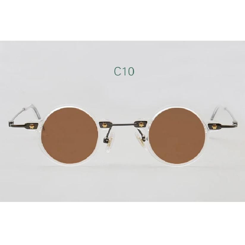 Small round acetate UV400 polarized sunglasses suitable for men and women s prescription optical sunglasses with brown lenses C10