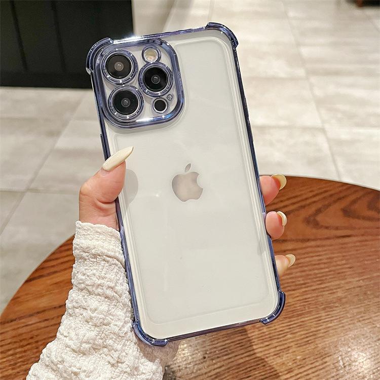 

Подходит для Apple 16PRO, прозрачный чехол для мобильного телефона с четырьмя углами и защитой от падений, чехол для iPhone 12/14 с полным покрытием и мелкими отверстиями Apple 16PROMAX синий