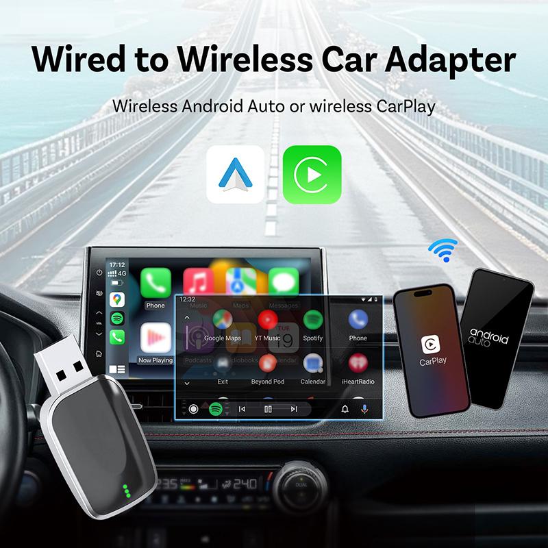 AI Mini Box 2-in-1 CarPlay Android Auto Adapter, Plug-and-Play Fit 99% Stock Car Head Units