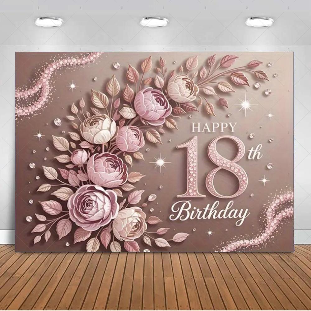 18th  Birthday Partys Decoration Backgound Black Gold Glitter Balloon Banner Women Men Boys Girls Bar Mitzvah Photography Props