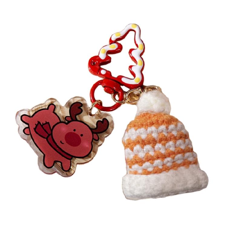 Artisanal Santa Key Chain Adornment Charming Keychain Hand Knitted Christmas Key Accessory Quality Alloy Detailing