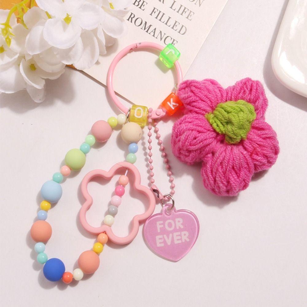 

New Handmade Keychain Pendant Attractive Colorful Acrylic Bag Decoration Five-petaled Flowers Color Keychain