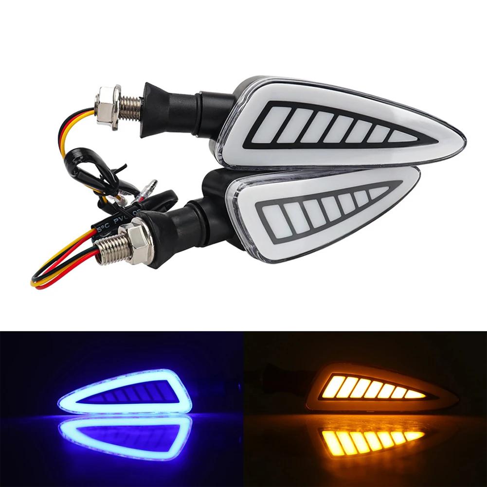 1 Pair Motorcycle LED Turn Signal Lights Dual Colors Flashing Indicator Lights LED License Plate Lamp Daytime Running Light 12V