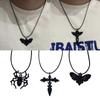 Halloween Cross Moth Charm Clavicle Chain Hip Hop Jewelry for Women Girl Party