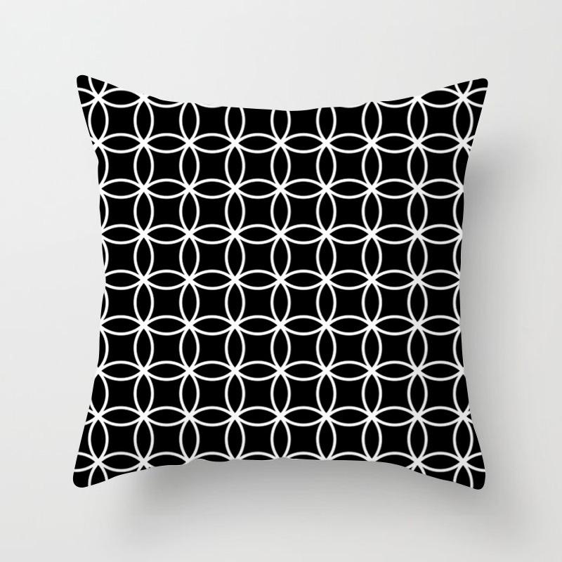 Nordisches Schwarz-Weißes Geometrisches Kissen, Sofataille, Pfirsichleder Samt Kissenbezug, Warmer Fauler Seitenschlaf