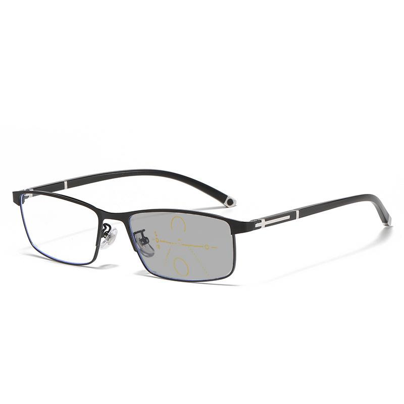 Business Multifocal Pochromic Reading Glasses for Men Quality Progressive Anti-Blue Light Fashion Eyewear Near-far Eyeglasses