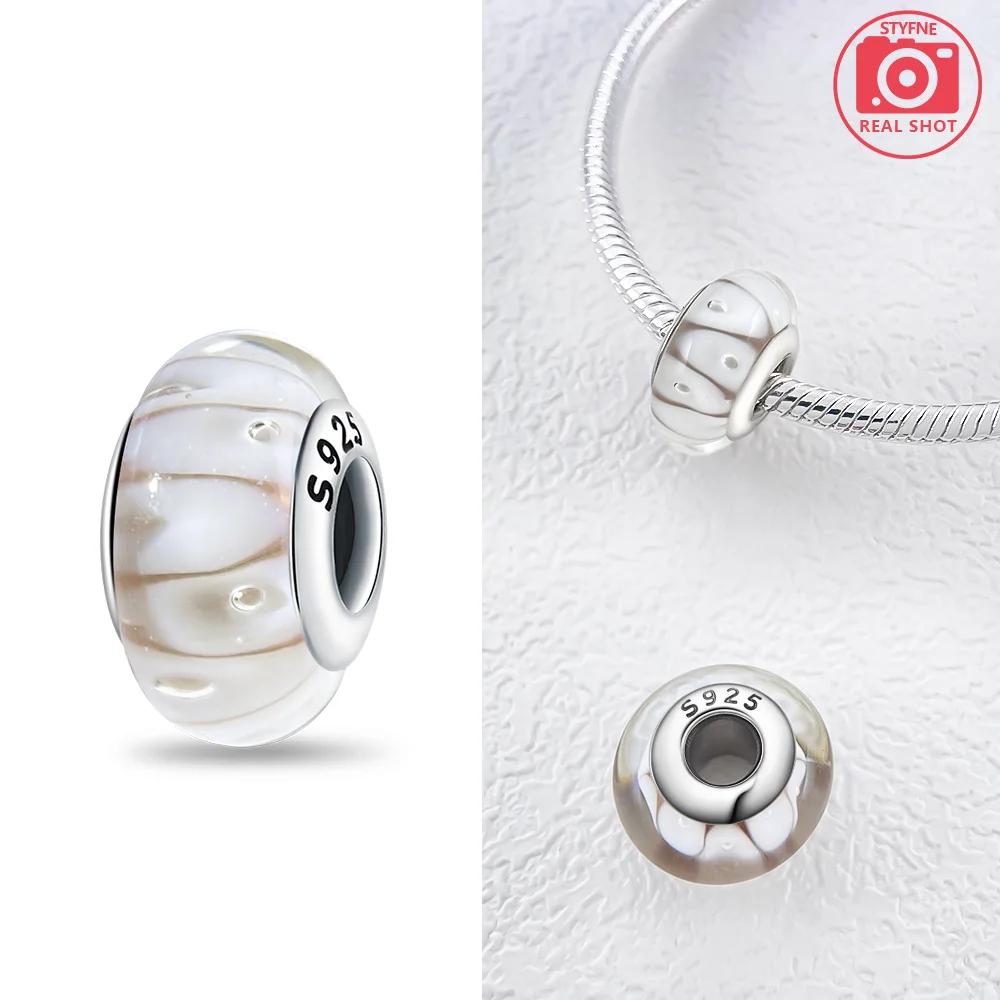 925 Silver Bracelet Women Diy Jewelry Gift Accessories Charms Beads Pink Murano Glass Blue Flower Butterfly Beads