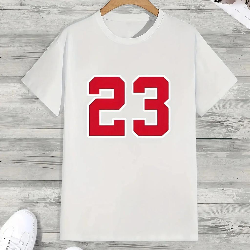 100% pure cotton men's summer loose size casual 23 printed comfortable and breathable round neck short sleeved T-shirt top