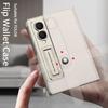 Book Flip Leather Credit Cards Pocket Case for Samsung Galaxy Z Fold 8 Fold8 Solid Color Wallet Tempered Glass Flim Back Cover