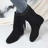 Fashion Ladies Shoes 2024 High Quality Slip-on Women's Boots Fashion Tassel Modern Boots Women Winter Rivet Solid Mid-Calf Boots Zapatos