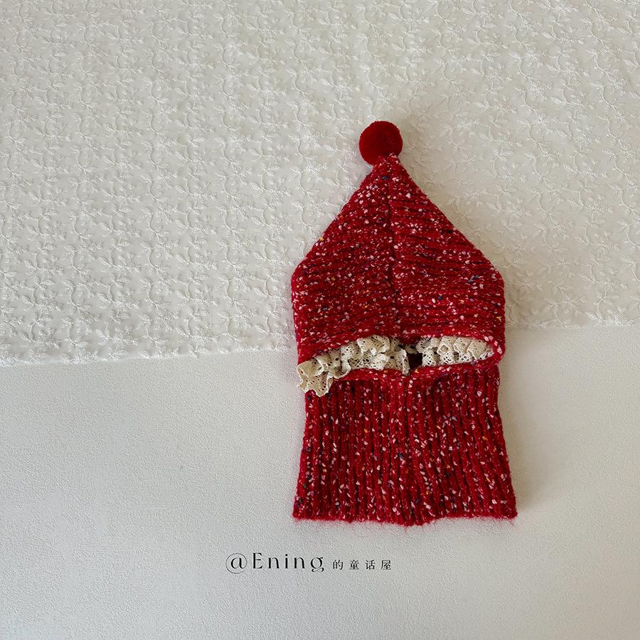 

Christmas Red Children s Hat, Scarf, and Shawl All-in-one, Autumn and Winter Ear-protecting Elf Hat for Infants and Toddlers
