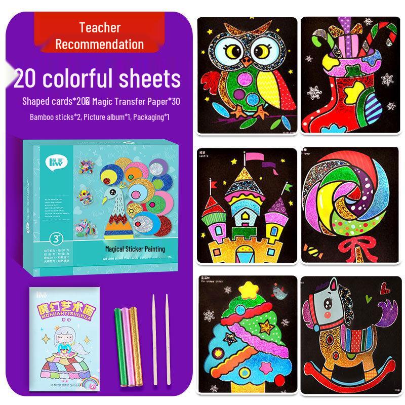 DIY Iridescent Magical Art Sticker Painting Set for Kids