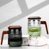 400ML Stripe Heat Resistant Glass Tea Water Separation Tea Cup With Wood Handle Brewing Flower Puer Cups Kung Fu Tea Mug Set